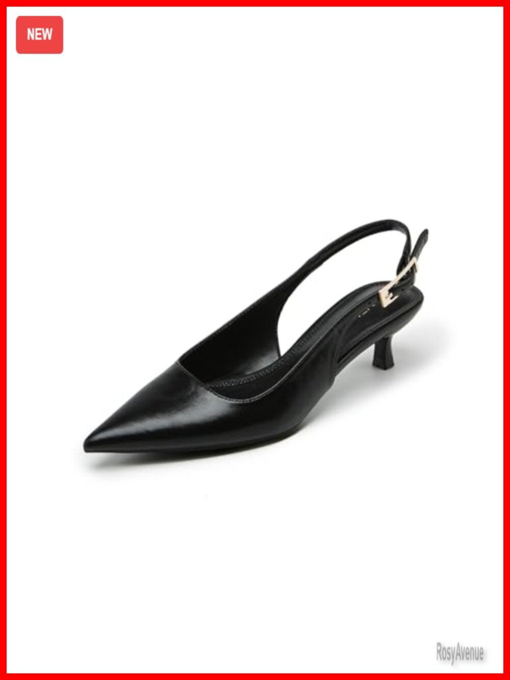 Kitten Heel Slingback Pumps Pointed Closed Toe Faux Leather Office Heels